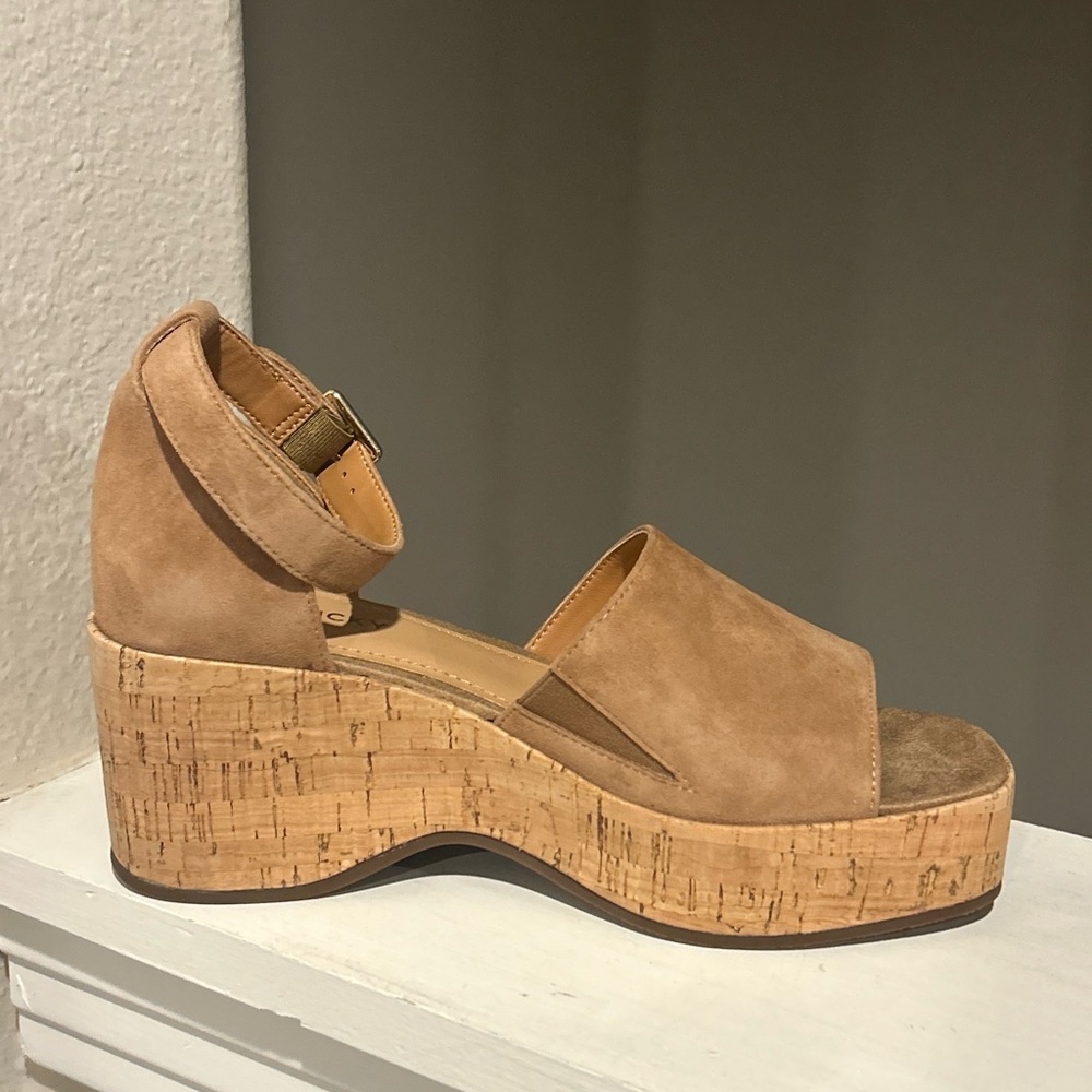 Lisa Vicky Nordstrom Laud Sunflower Cork Wedge Platform Strappy Sandals 7 NEW - Picture 5 of 10